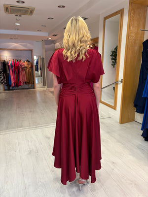 Maisonel Bordeaux Draped Skirt Dress