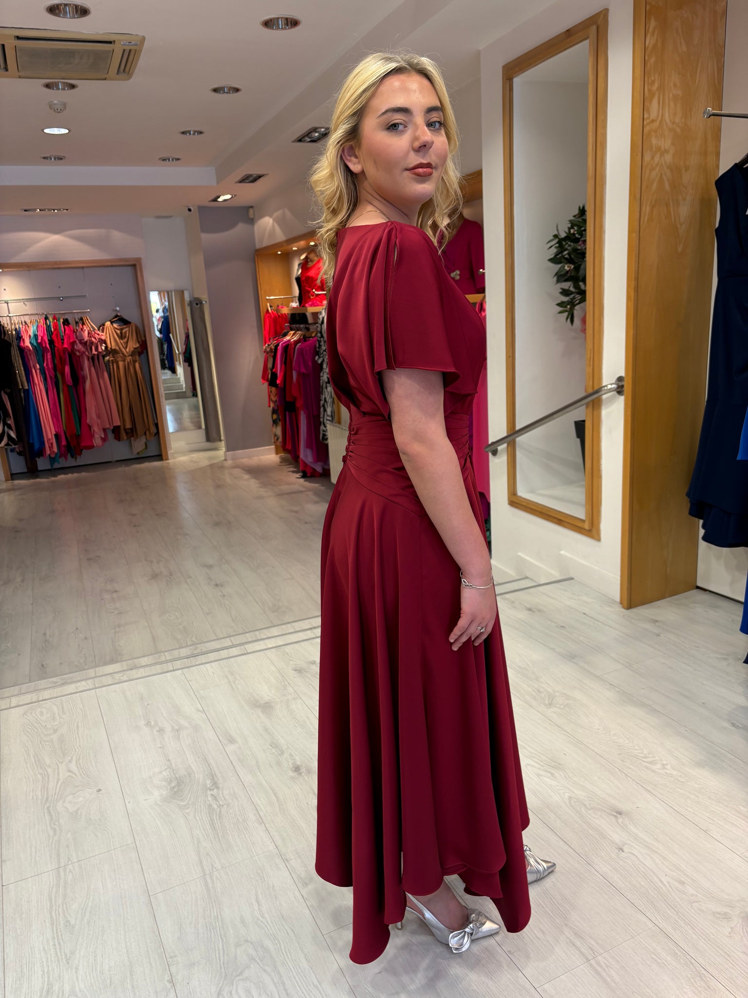 Maisonel Bordeaux Draped Skirt Dress