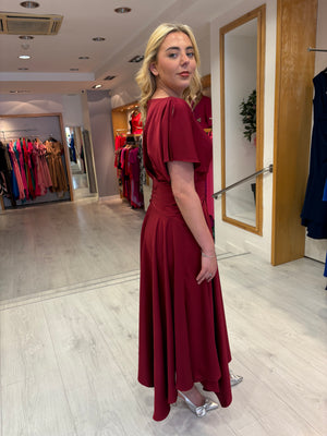 Maisonel Bordeaux Draped Skirt Dress