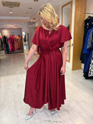 Maisonel Bordeaux Draped Skirt Dress