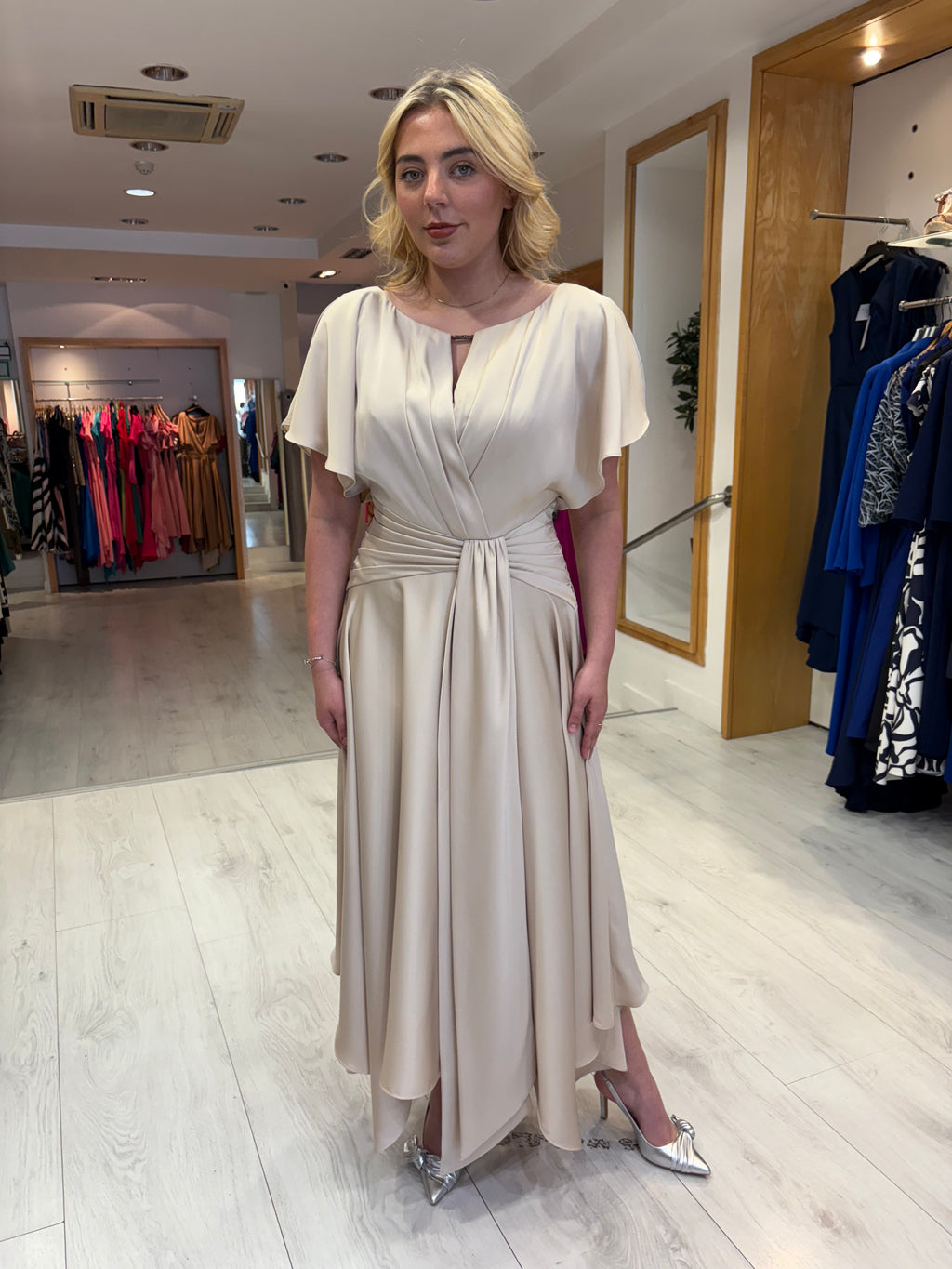 Maisonel Latte Draped Skirt Dress