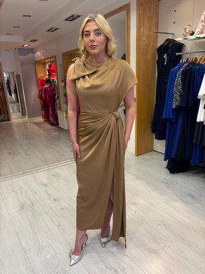 Maisonel Cappucino Wrap Dress with Bow