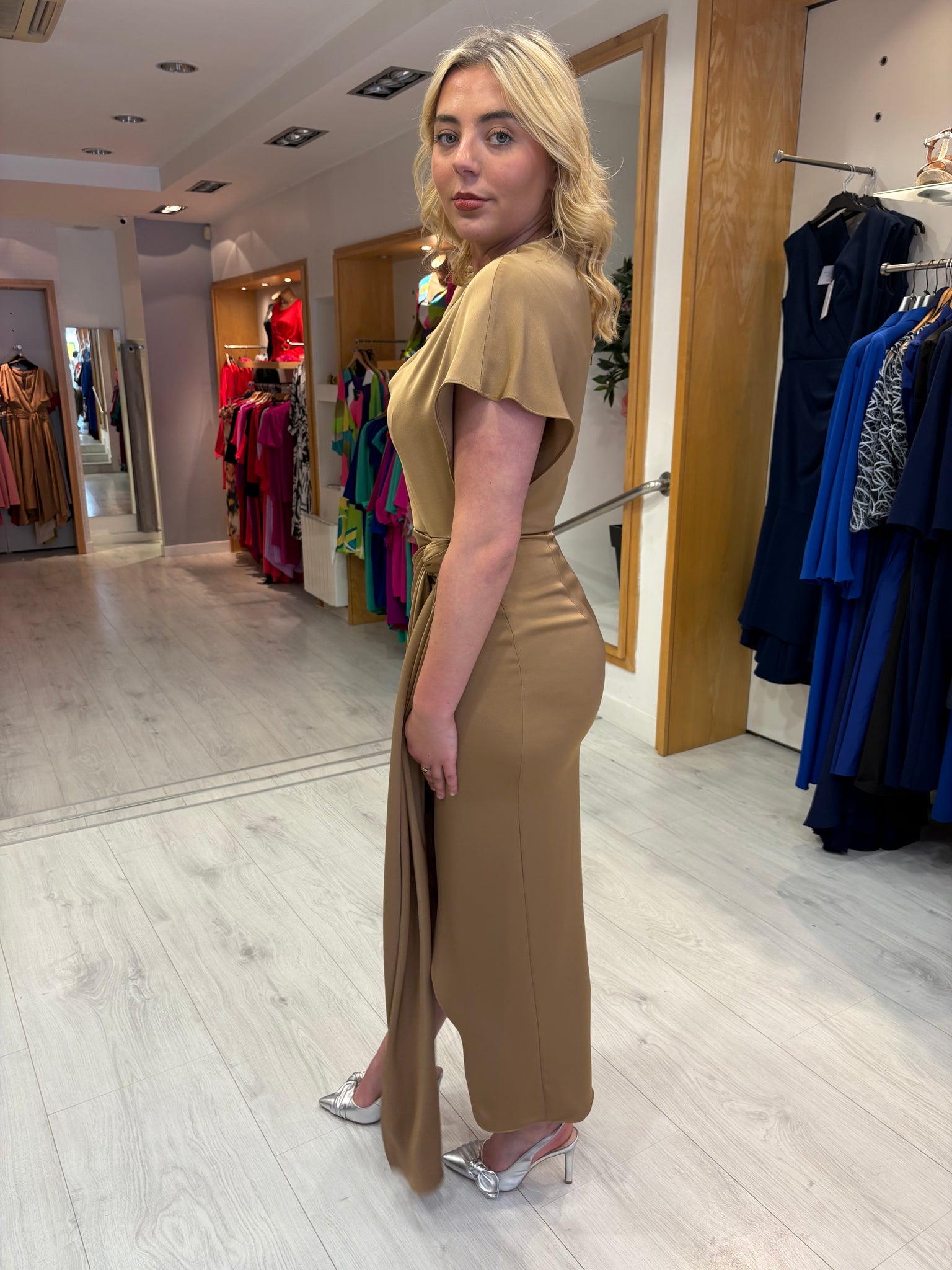 Maisonel Cappucino Wrap Dress with Bow