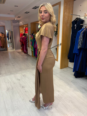 Maisonel Cappucino Wrap Dress with Bow