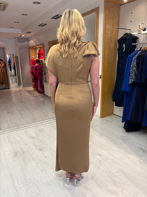 Maisonel Cappucino Wrap Dress with Bow