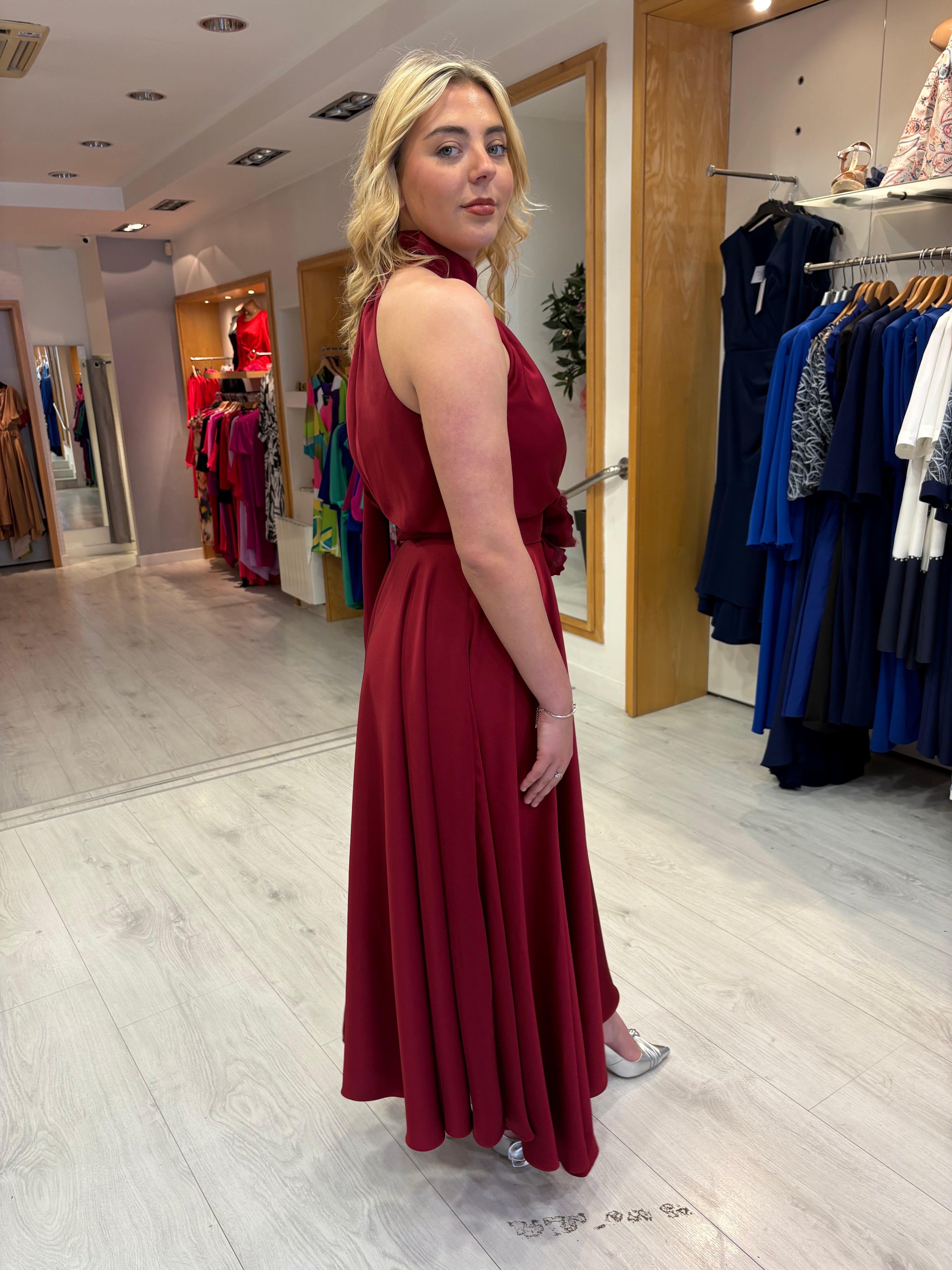 Maisonel Bordeaux Flower Dress