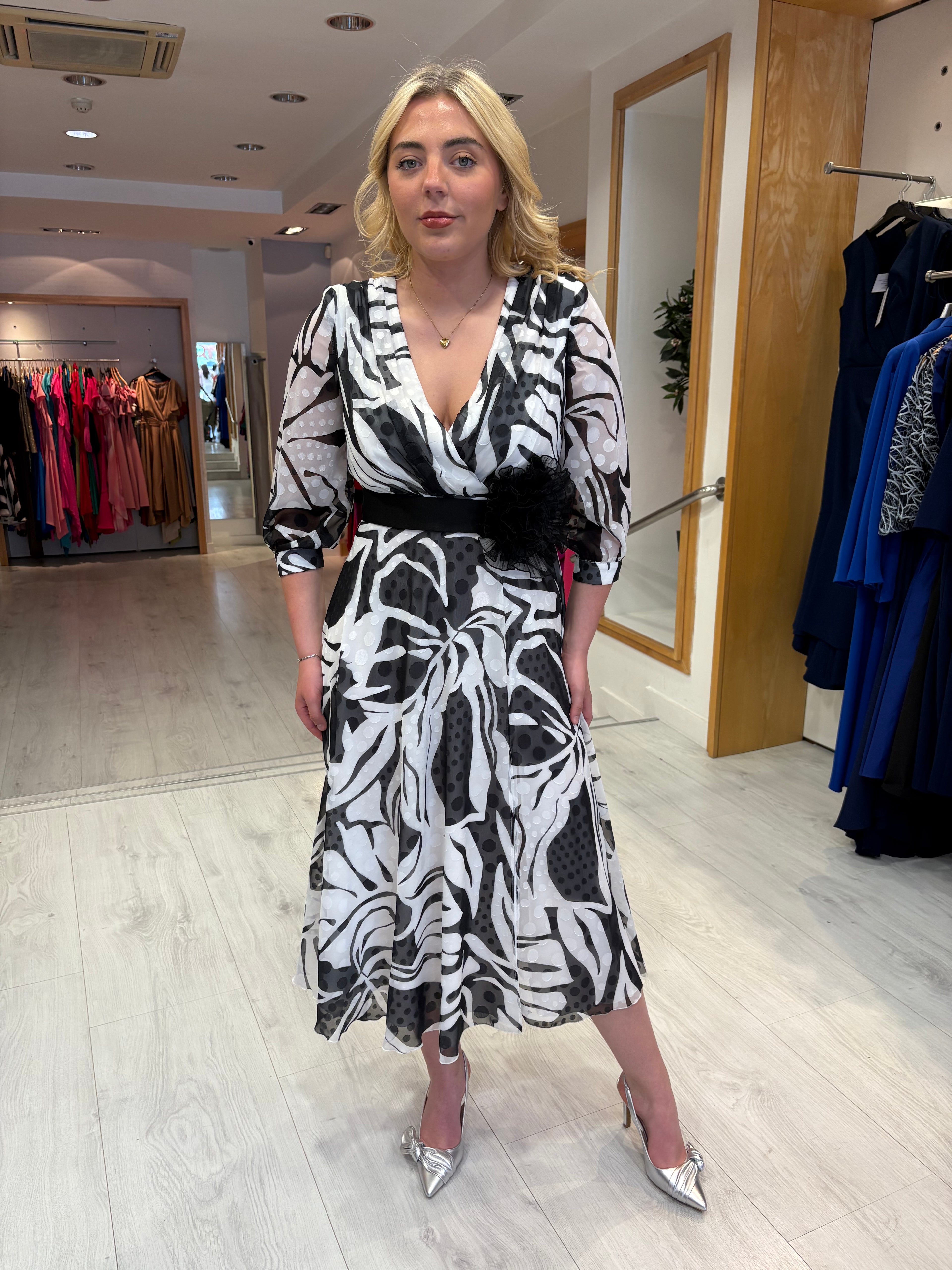 Olimara Black and White Detail Dress