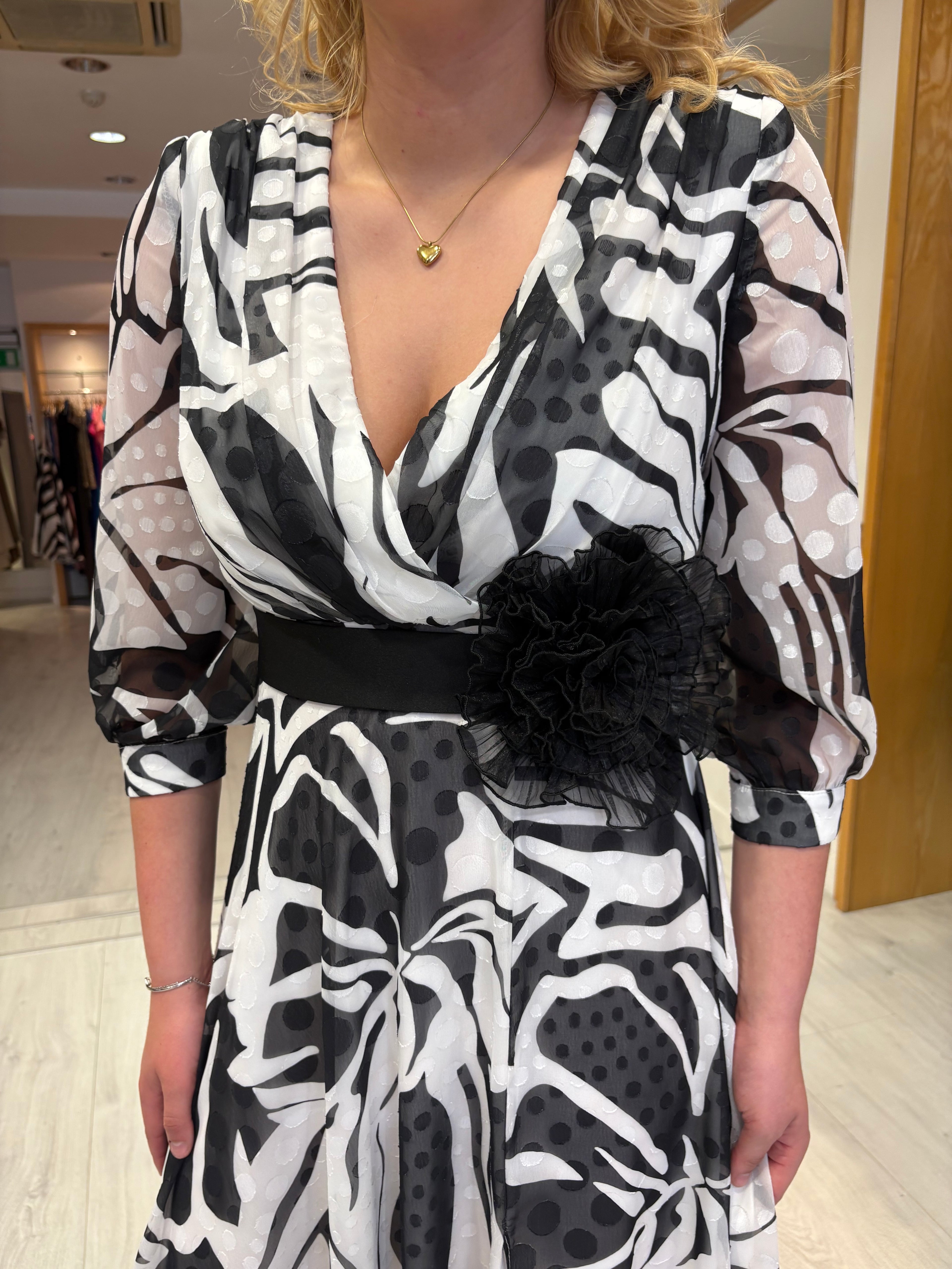 Olimara Black and White Detail Dress