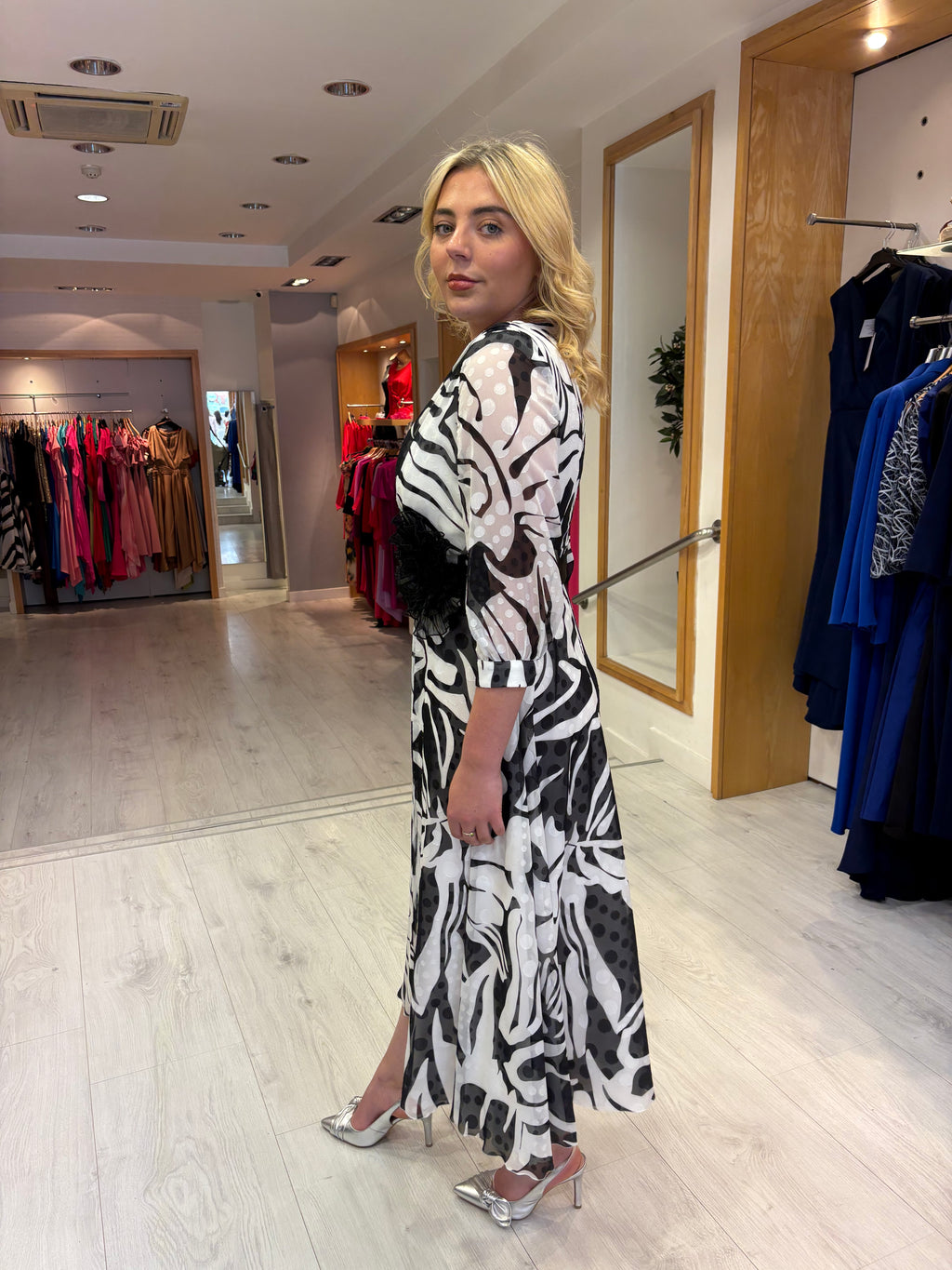 Olimara Black and White Detail Dress