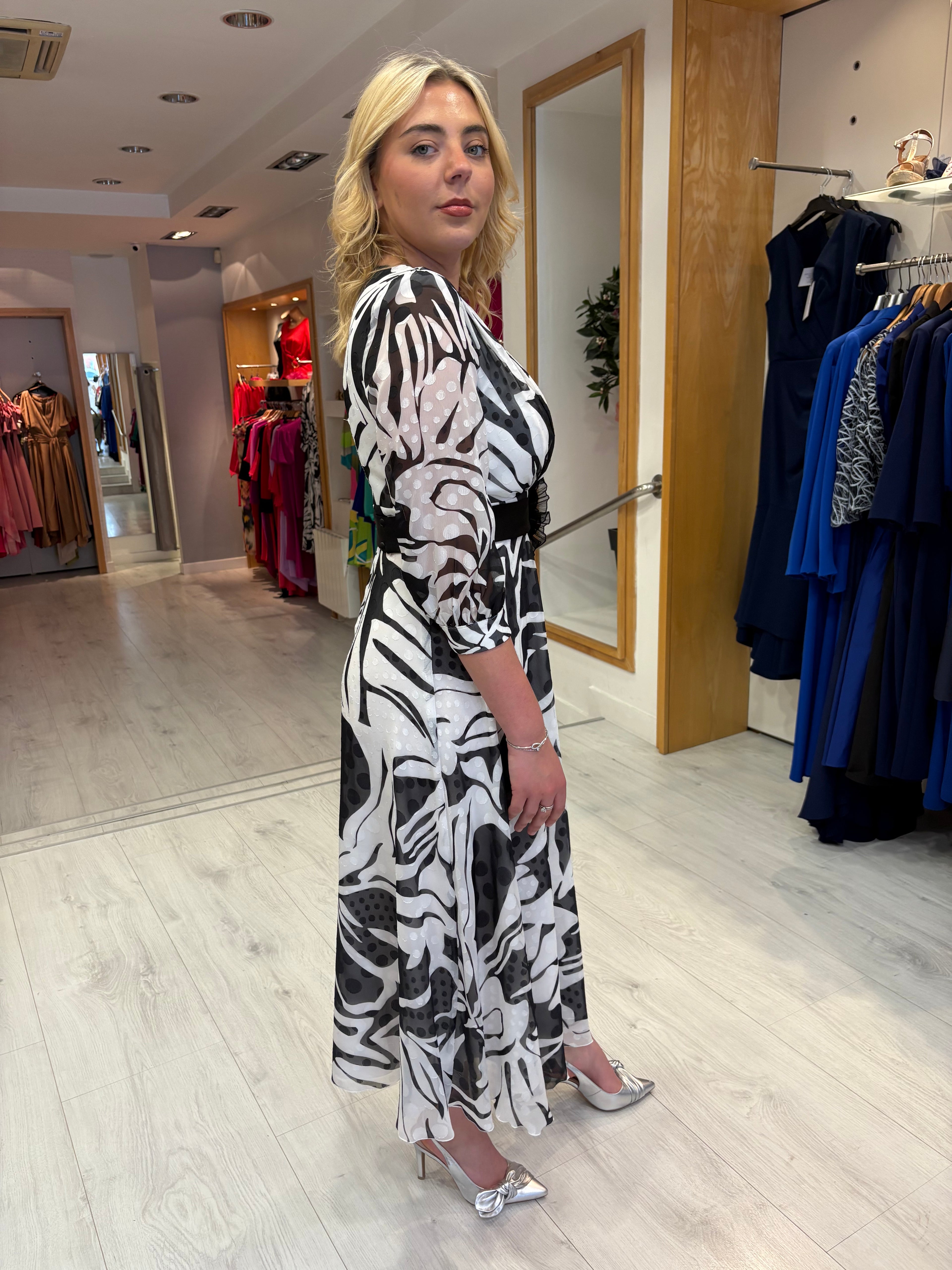 Olimara Black and White Detail Dress