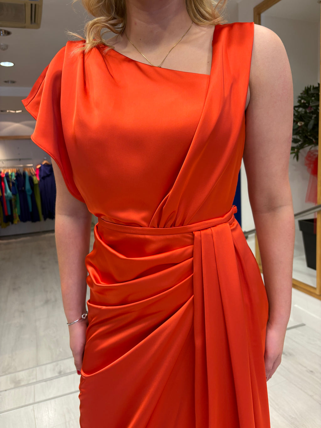 Maisonel Orange Drape Dress
