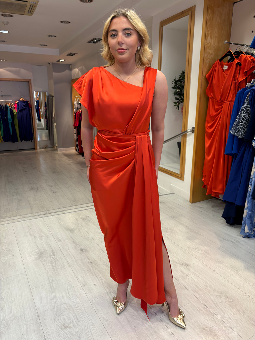 Maisonel Orange Drape Dress