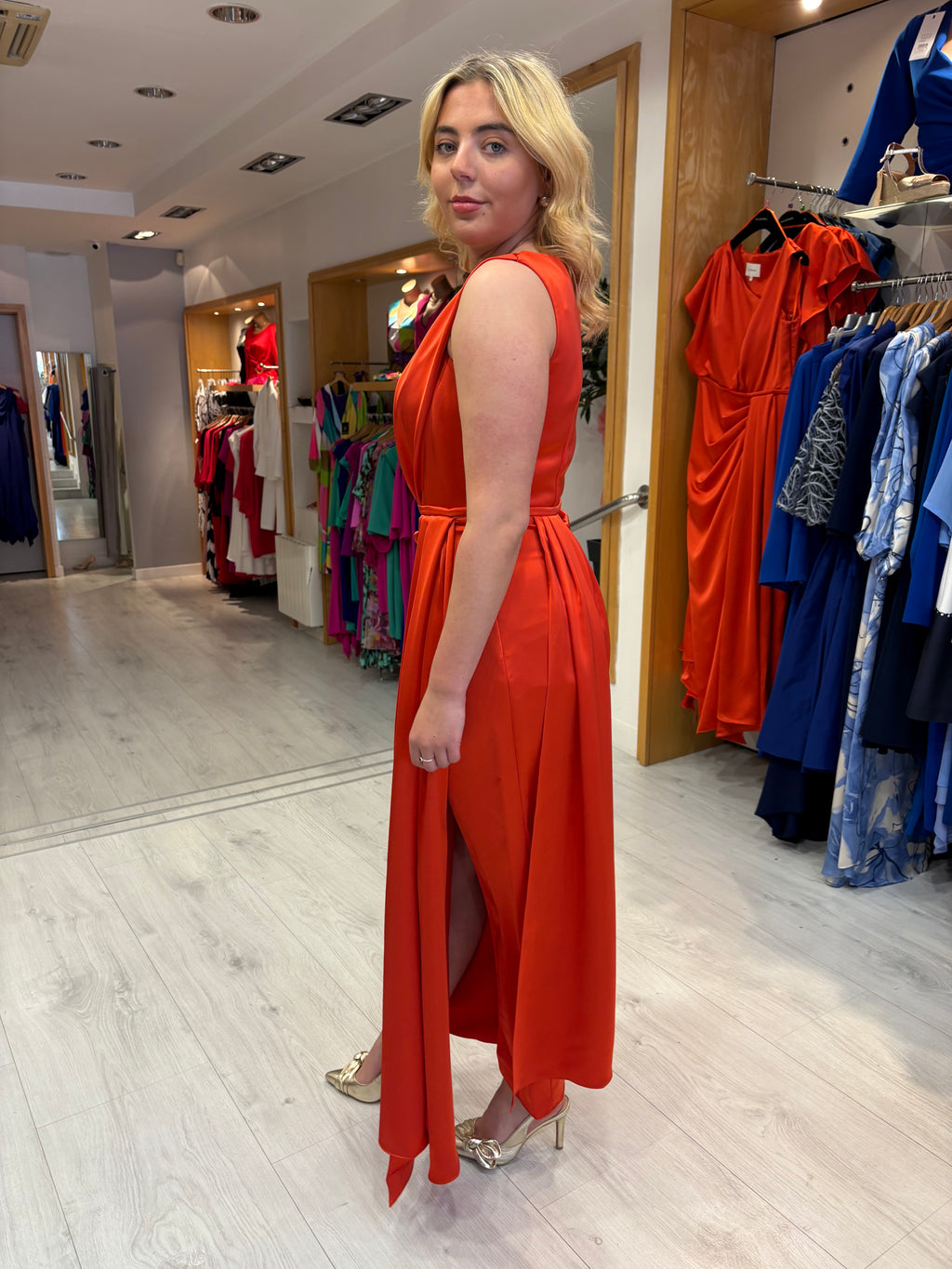Maisonel Orange Drape Dress