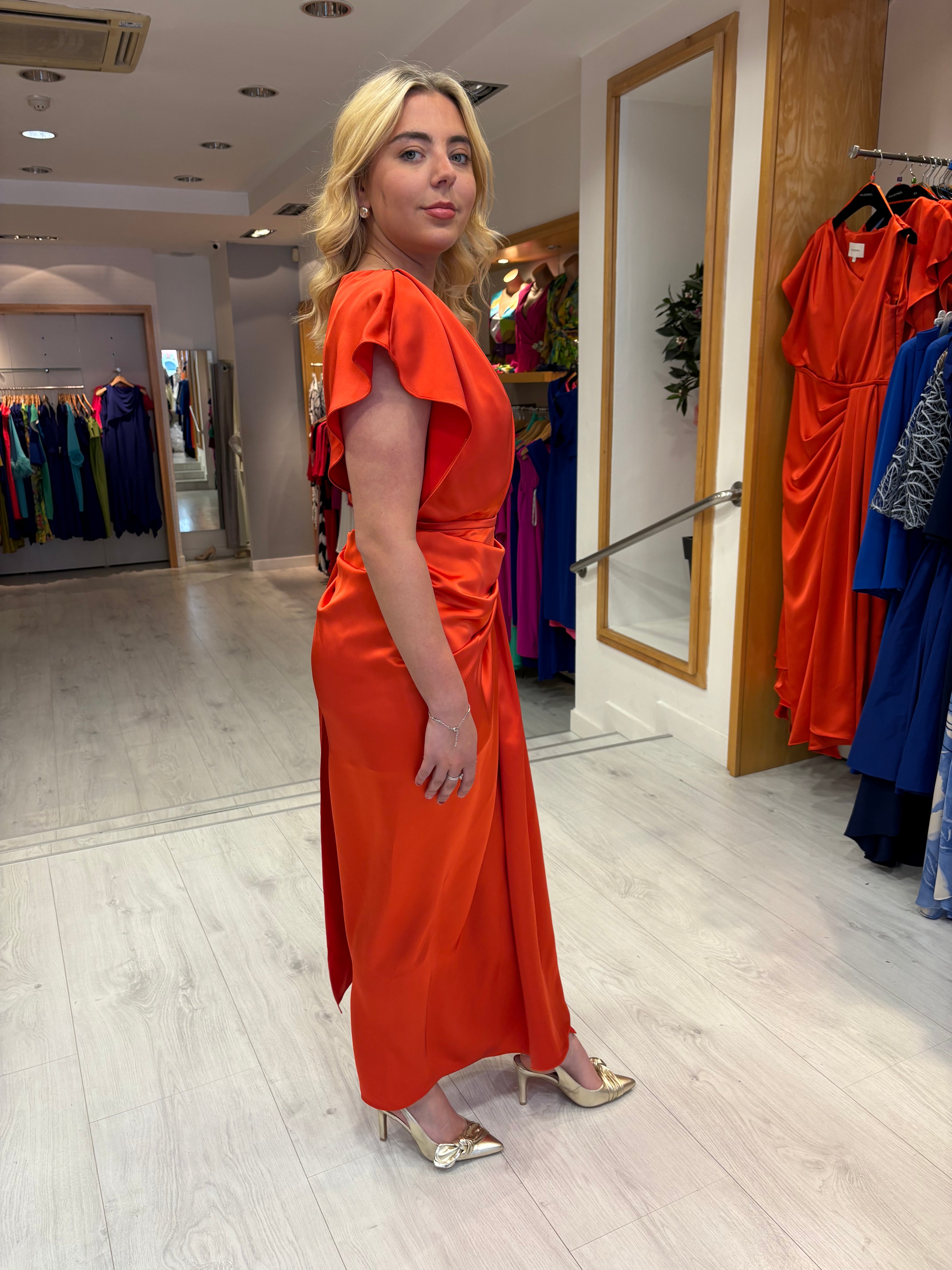 Maisonel Orange Drape Dress