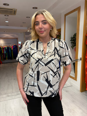 Kaffe Beige Print Top