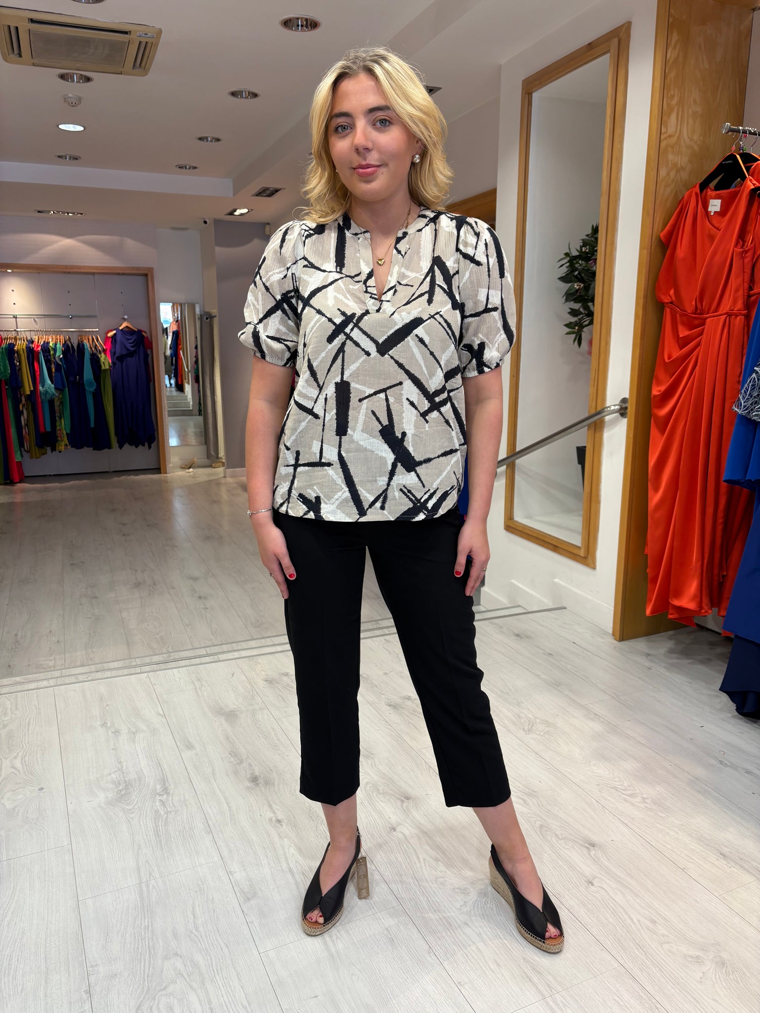 Kaffe Beige Print Top