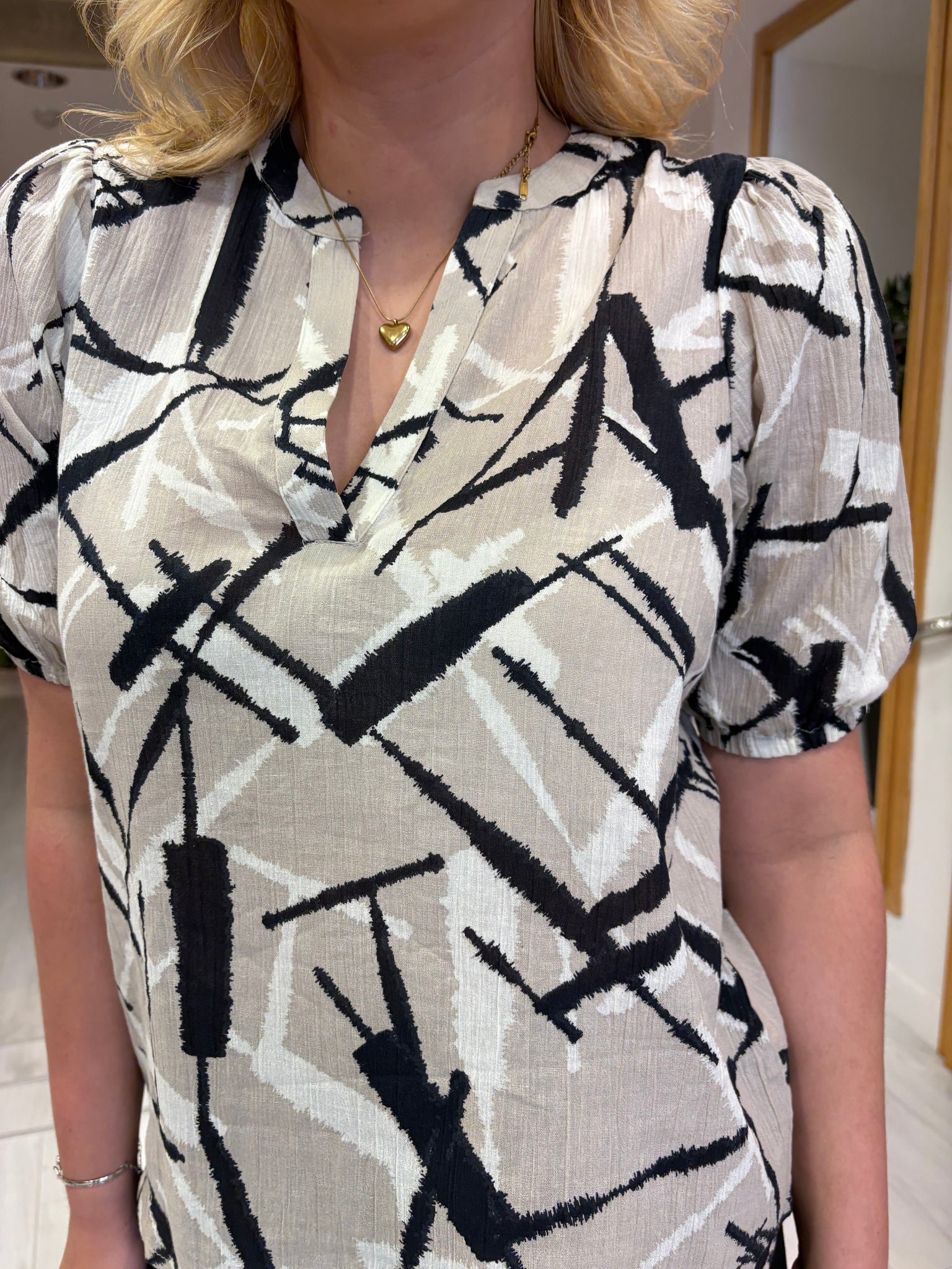 Kaffe Beige Print Top