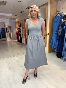 Soaked Grey Ribbed Bodice Midi Dress