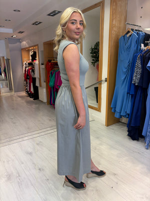 Soaked Grey Ribbed Bodice Midi Dress