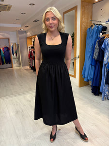 Soaked Black Ribbed Bodice Midi Dress