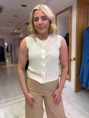 Soaked Cream Knit Waistcoat