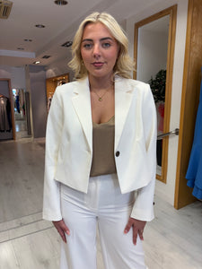 Soaked White Crop Blazer