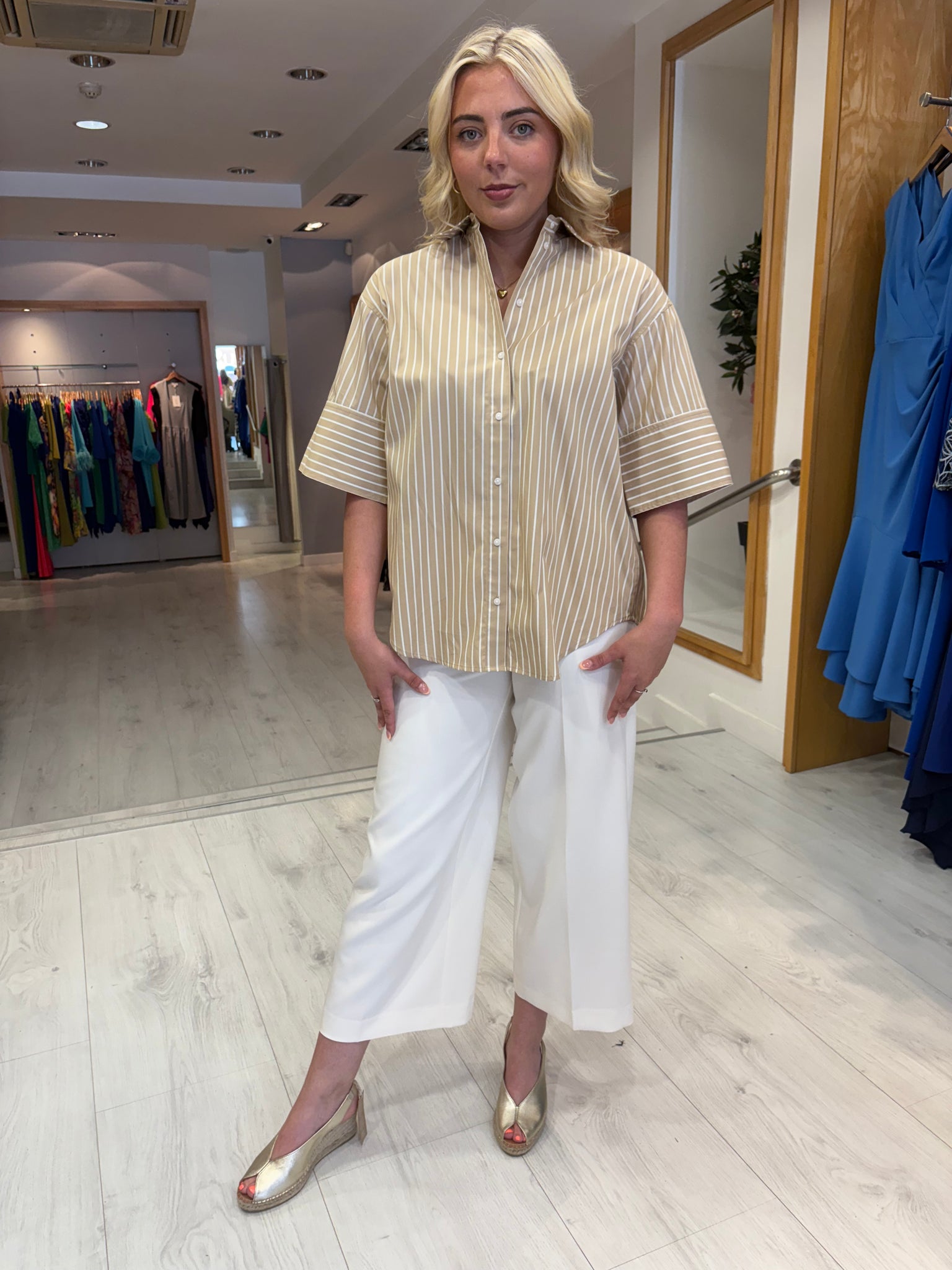 Soaked Camel Stripe Shirt