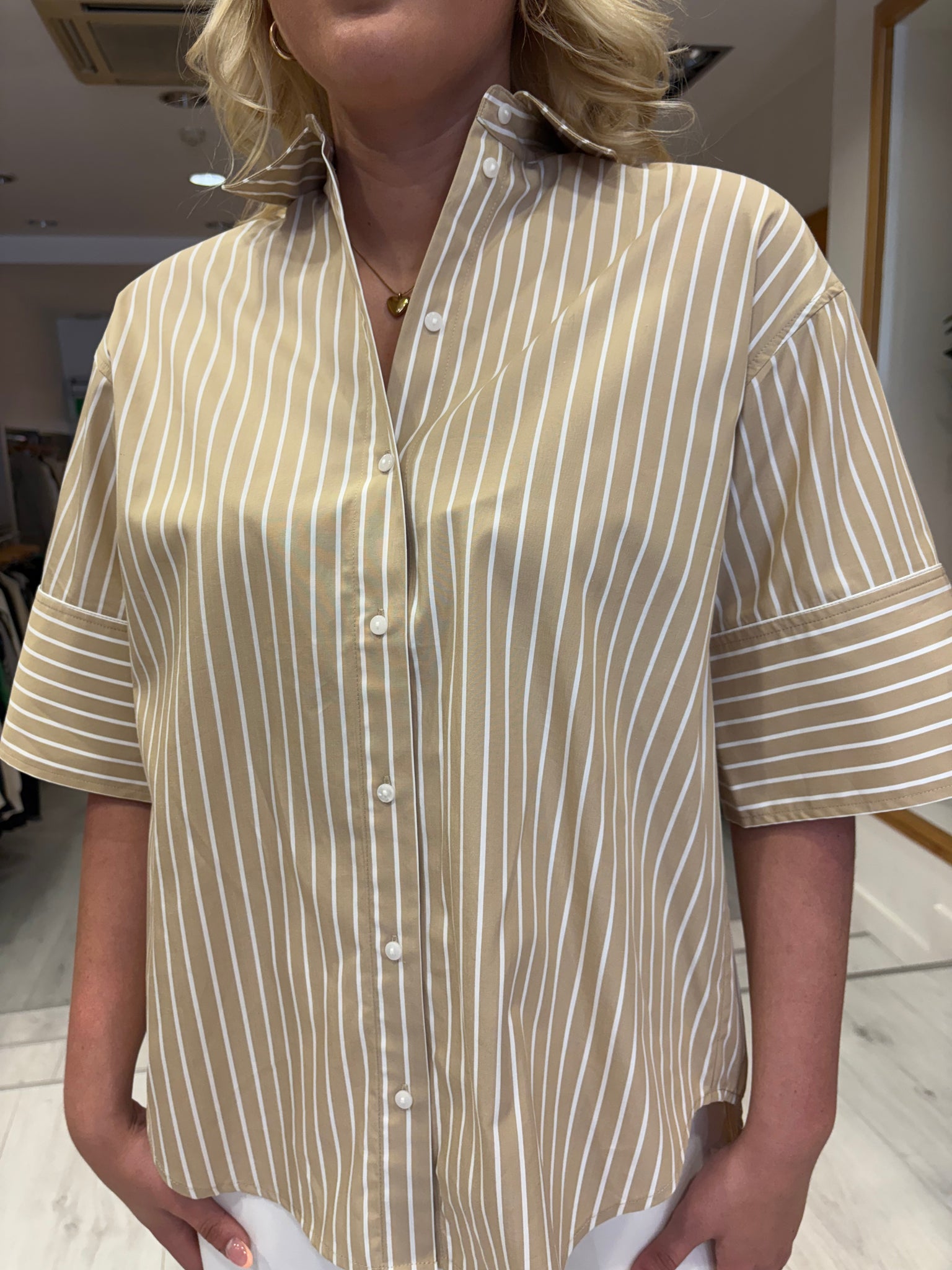 Soaked Camel Stripe Shirt
