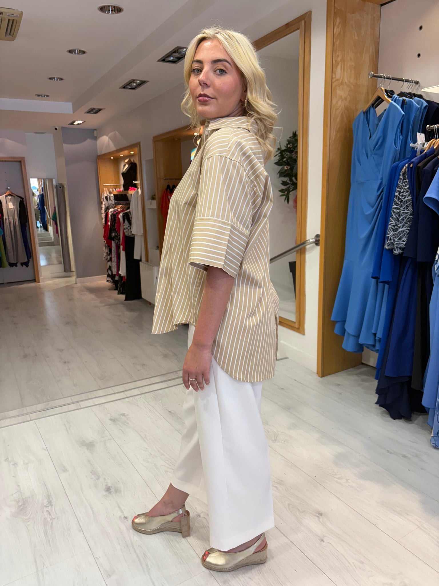 Soaked Camel Stripe Shirt