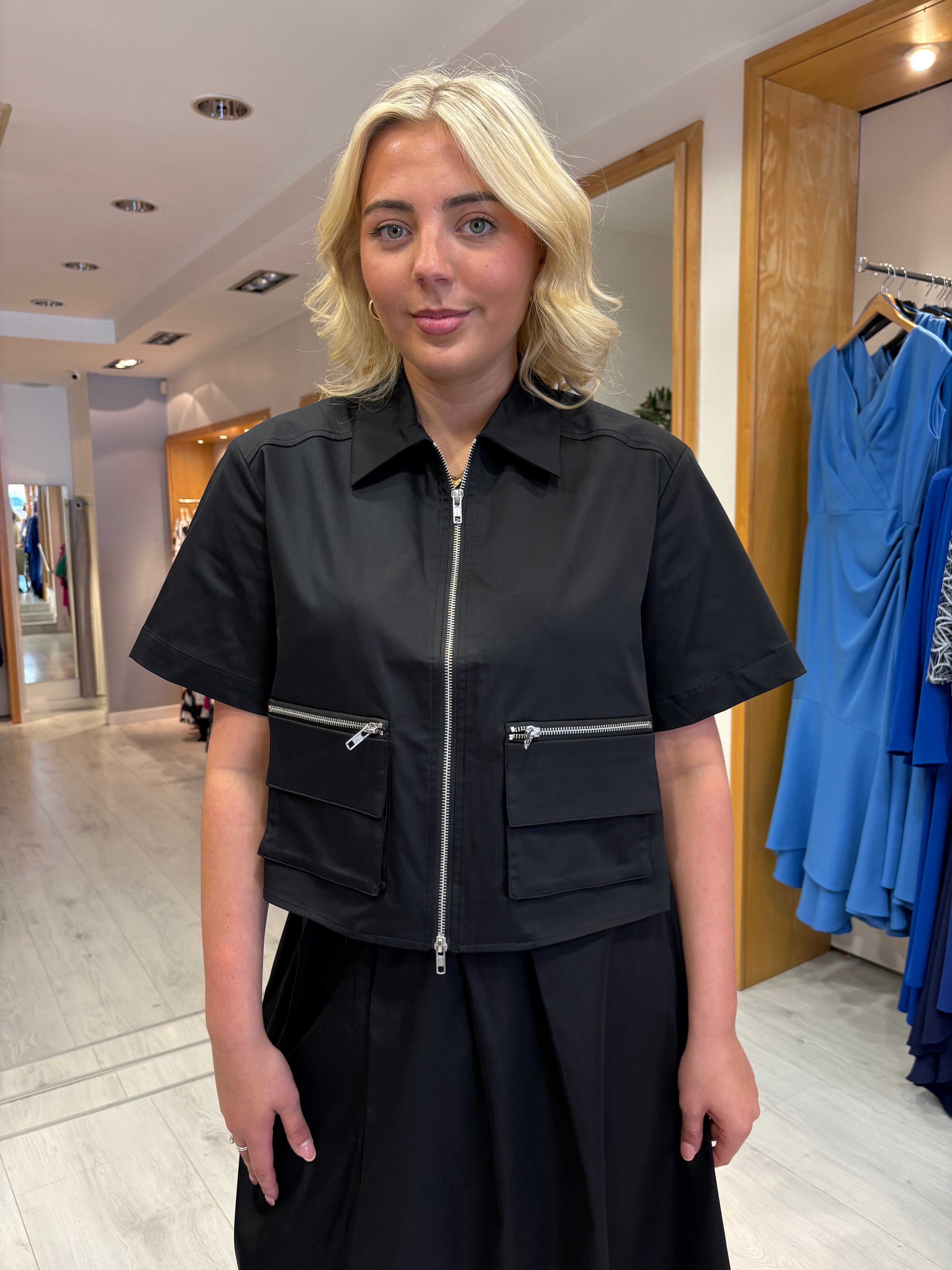 Karen By Simonsen Black Luxe Zip Skirt and Top Co-Ord