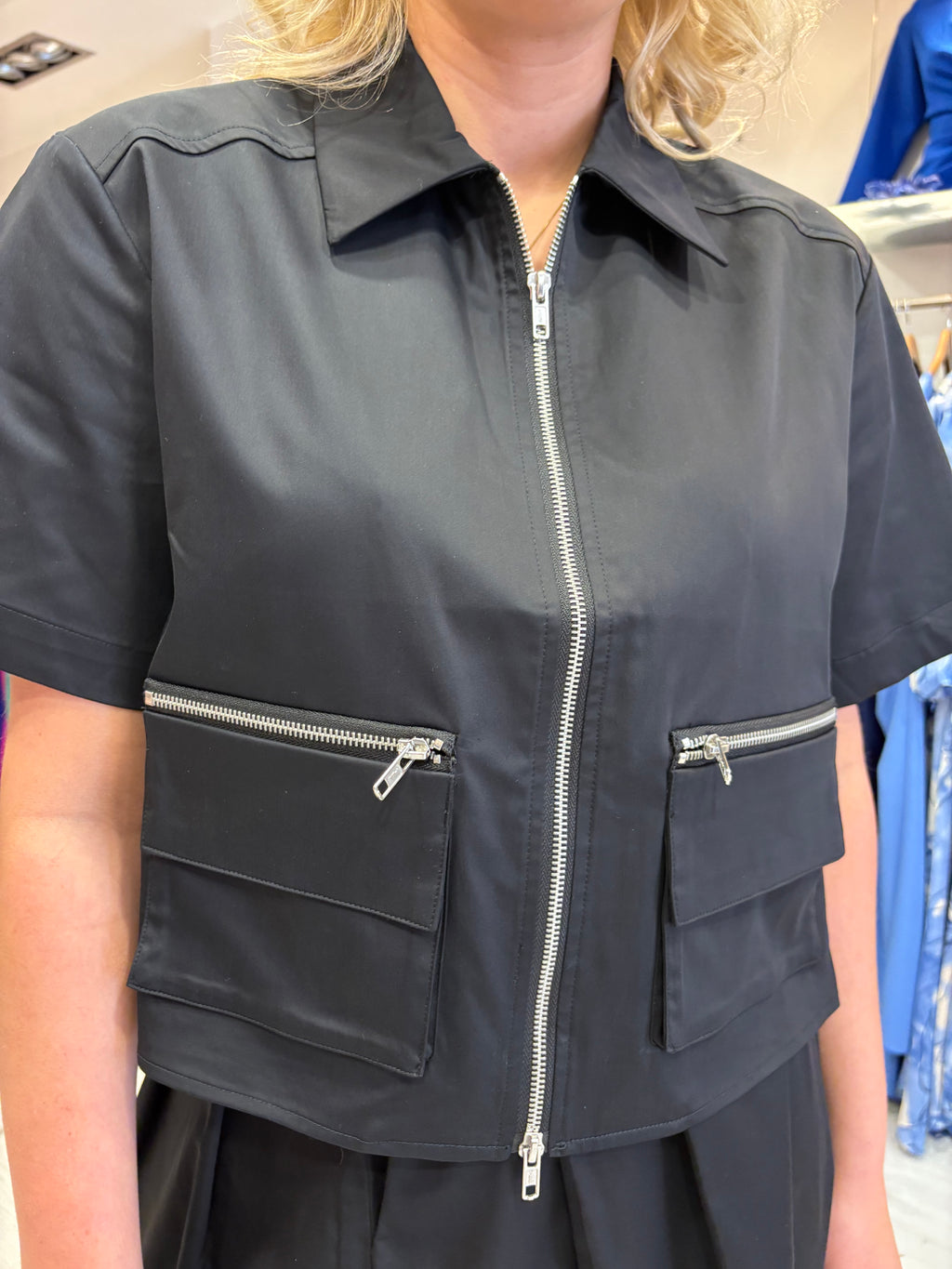 Karen By Simonsen Black Luxe Zip Skirt and Top Co-Ord