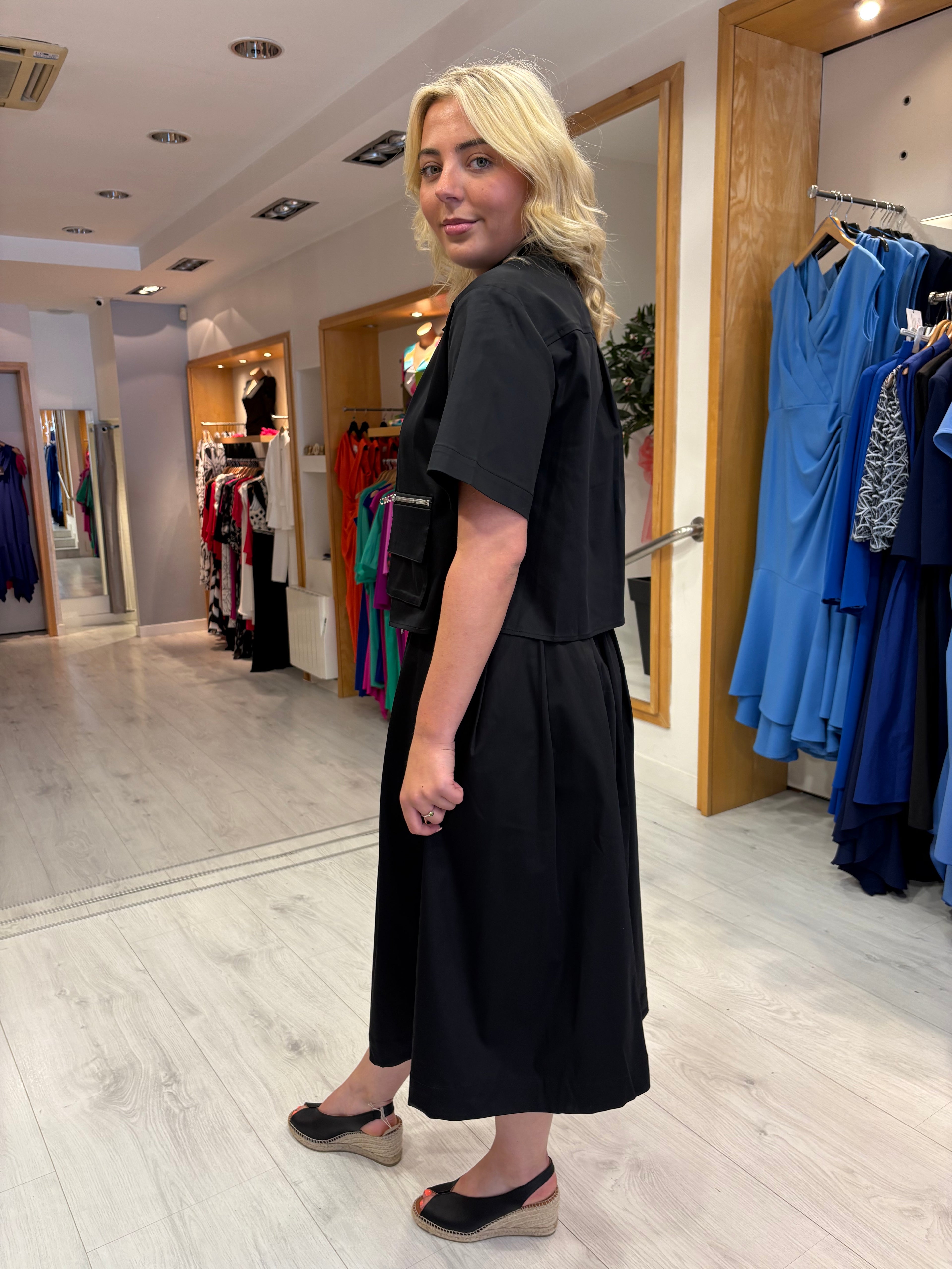 Karen By Simonsen Black Luxe Zip Skirt and Top Co-Ord