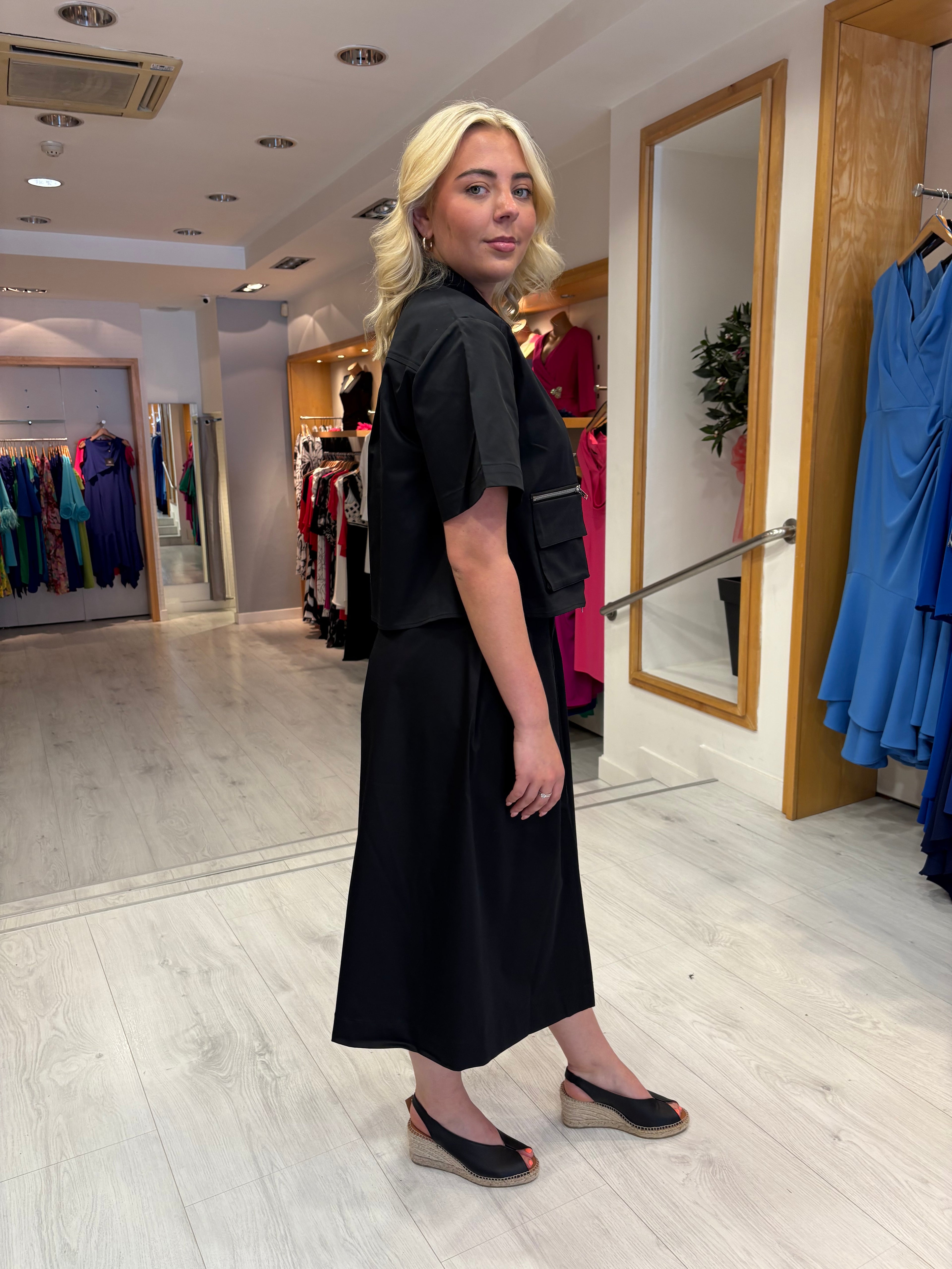 Karen By Simonsen Black Luxe Zip Skirt and Top Co-Ord