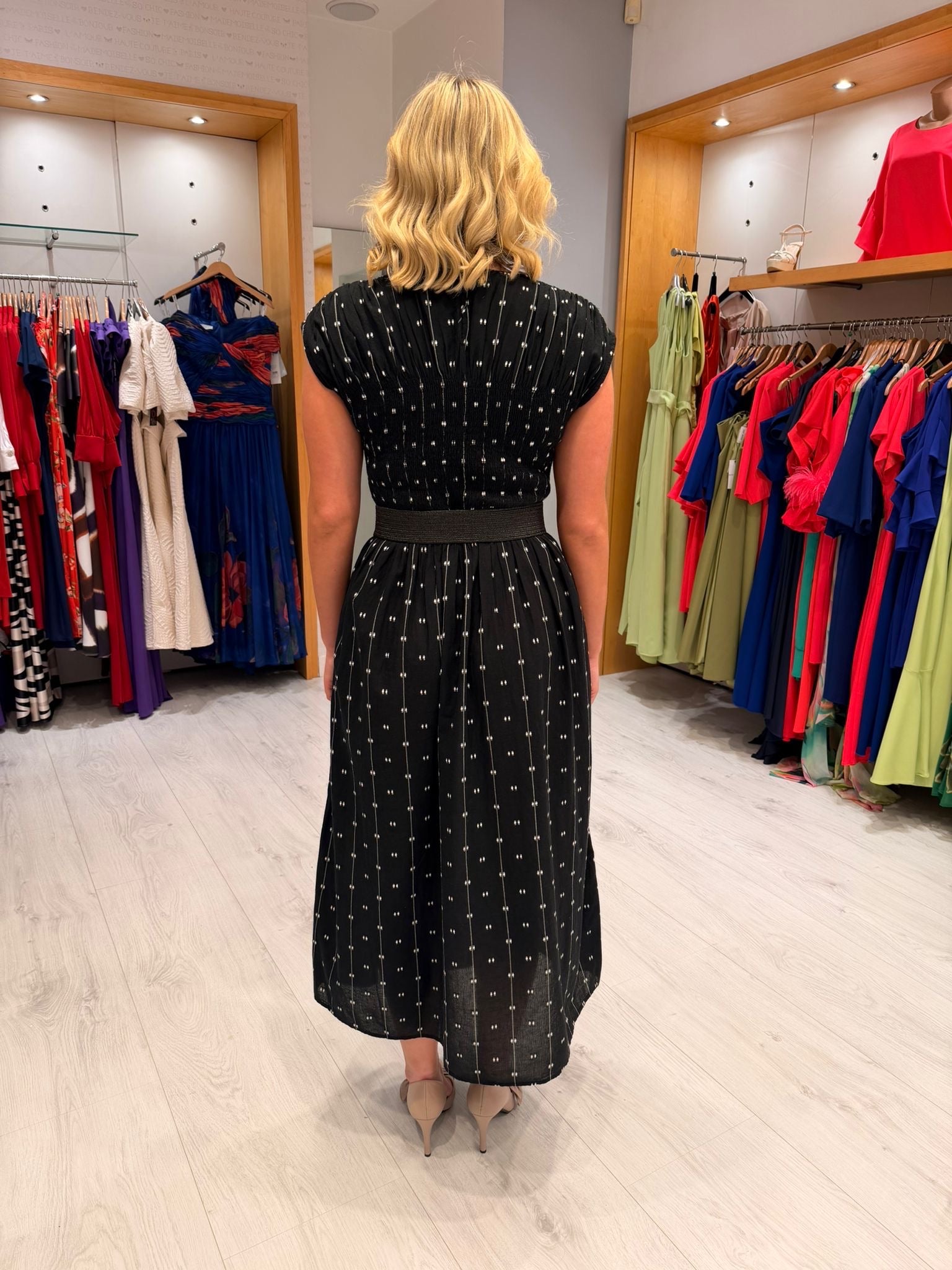 Soaked Polka Dot Ruched Dress