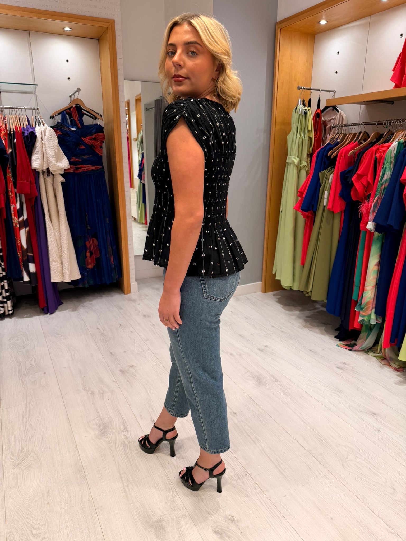 Soaked Polka Dot Ruched Top