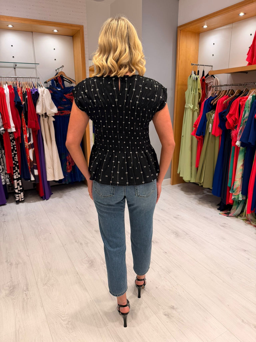 Soaked Polka Dot Ruched Top