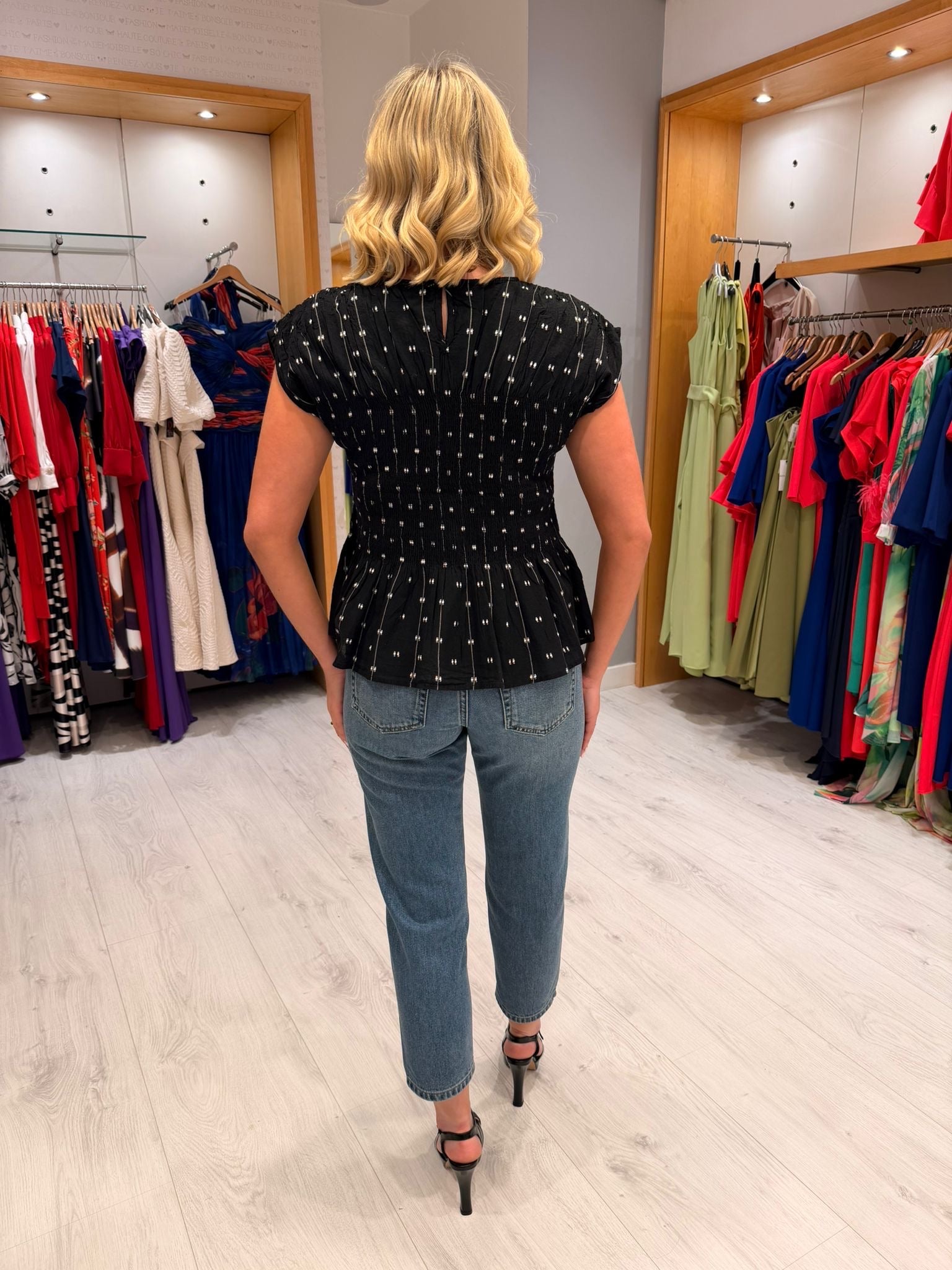 Soaked Polka Dot Ruched Top