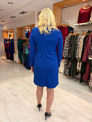 Arggido Blue Shift Dress with Gold Button Detail