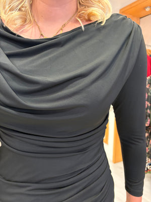 K Design Black Draped Bodycon Dress