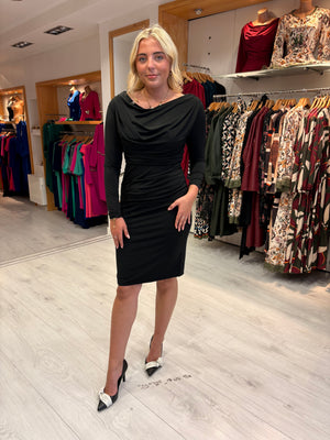 K Design Black Draped Bodycon Dress