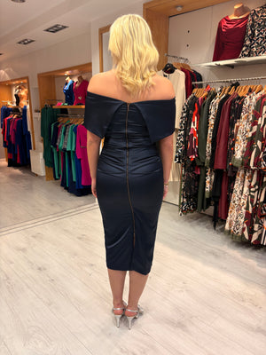Kevan Jon Navy Emma Satin Dress