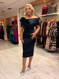 Kevan Jon Navy Emma Satin Dress