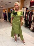 Kevan Jon Green Emma Satin Dress With Detachable Skirt