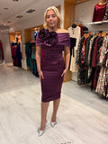 Kevan Jon Plum Emma Satin Dress