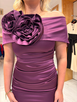 Kevan Jon Plum Emma Satin Dress