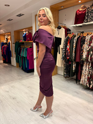 Kevan Jon Plum Emma Satin Dress