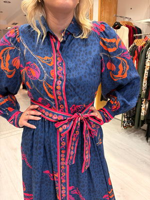 Emily Lovelock Navy Midi Shirt Dress