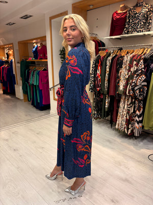 Emily Lovelock Navy Midi Shirt Dress