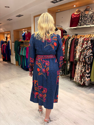 Emily Lovelock Navy Midi Shirt Dress