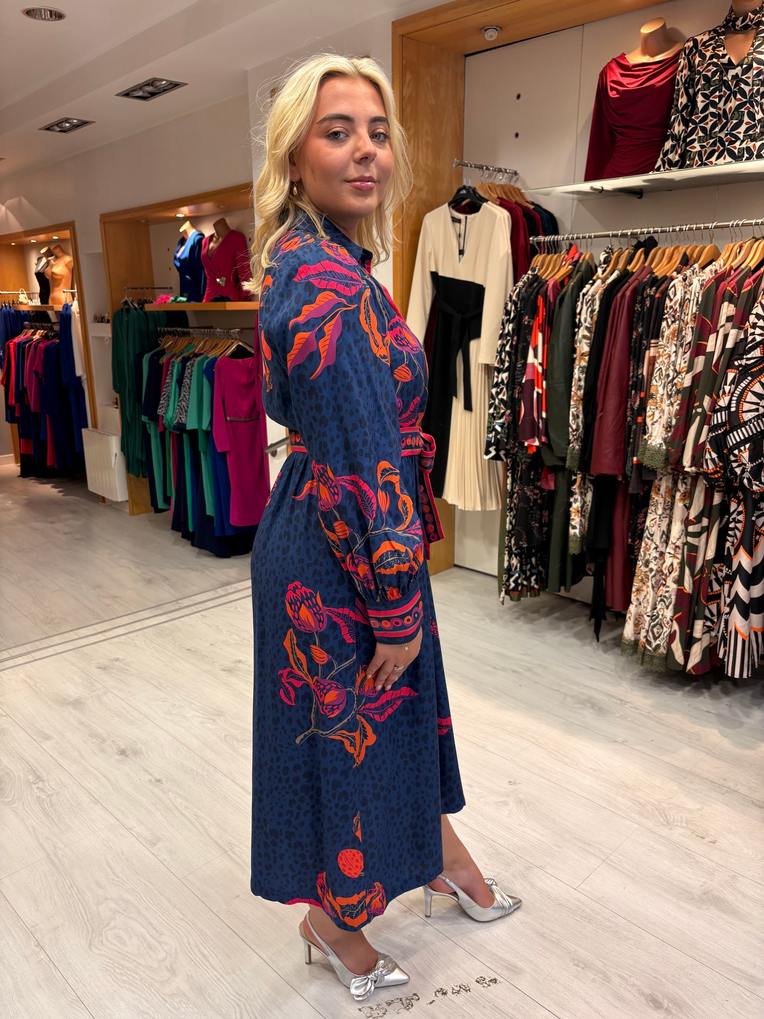 Emily Lovelock Navy Midi Shirt Dress